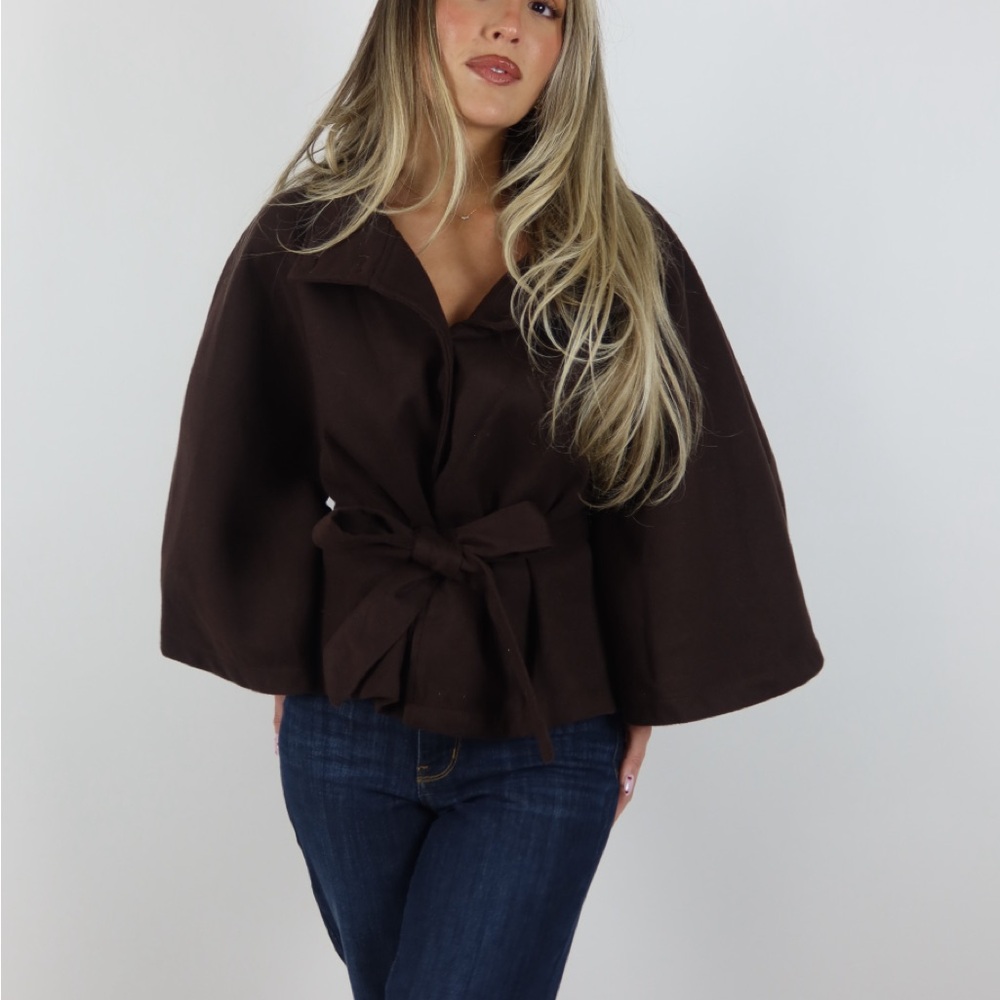 Chic Brown Cape Jacket